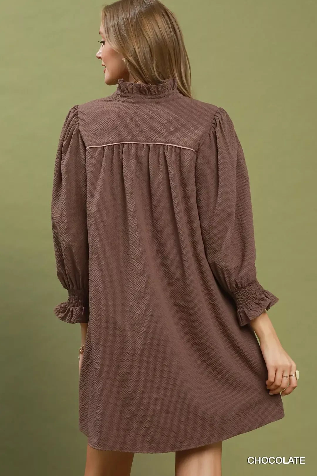 UMGEE Textured Puff Sleeve Mini Dress **DOORBUSTER** on Simply Obsessed