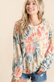 BiBi Tie Dye Print Terry Pull Over on Simply Obsessed