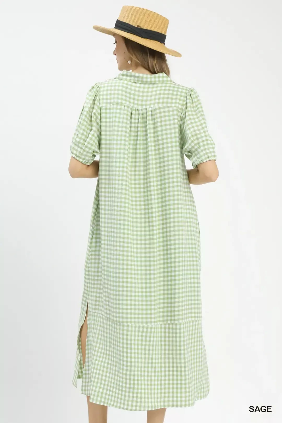 UMGEE Gingham Midi Dress with Side Pockets on Simply Obsessed