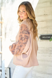 HAILEY & CO Leopard Sleeve Color Block Knit Top on Simply Obsessed