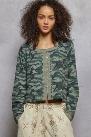 POL Camouflage Print Long Sleeve Top on Simply Obsessed