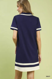UMGEE Striped Contrast Short Sleeve Shift Dress on Simply Obsessed