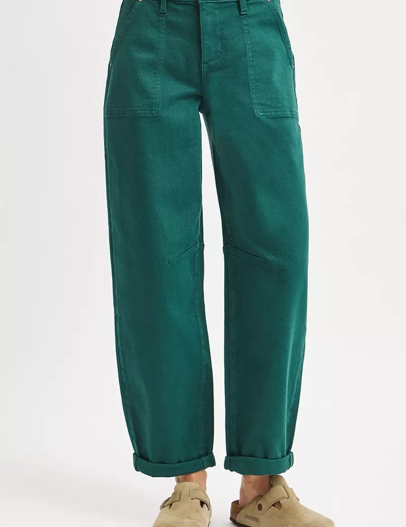RISEN High Rise Ankle Cuffed Barrel Pants on Simply Obsessed