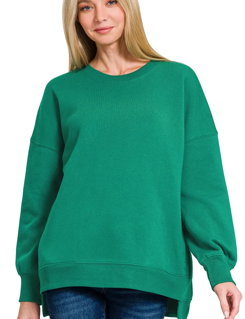 Zenana Fleece Hi-low Boyfriend Sweatshirts With Pockets on Simply Obsessed