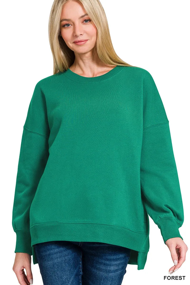 Zenana Fleece Hi-low Boyfriend Sweatshirts With Pockets on Simply Obsessed
