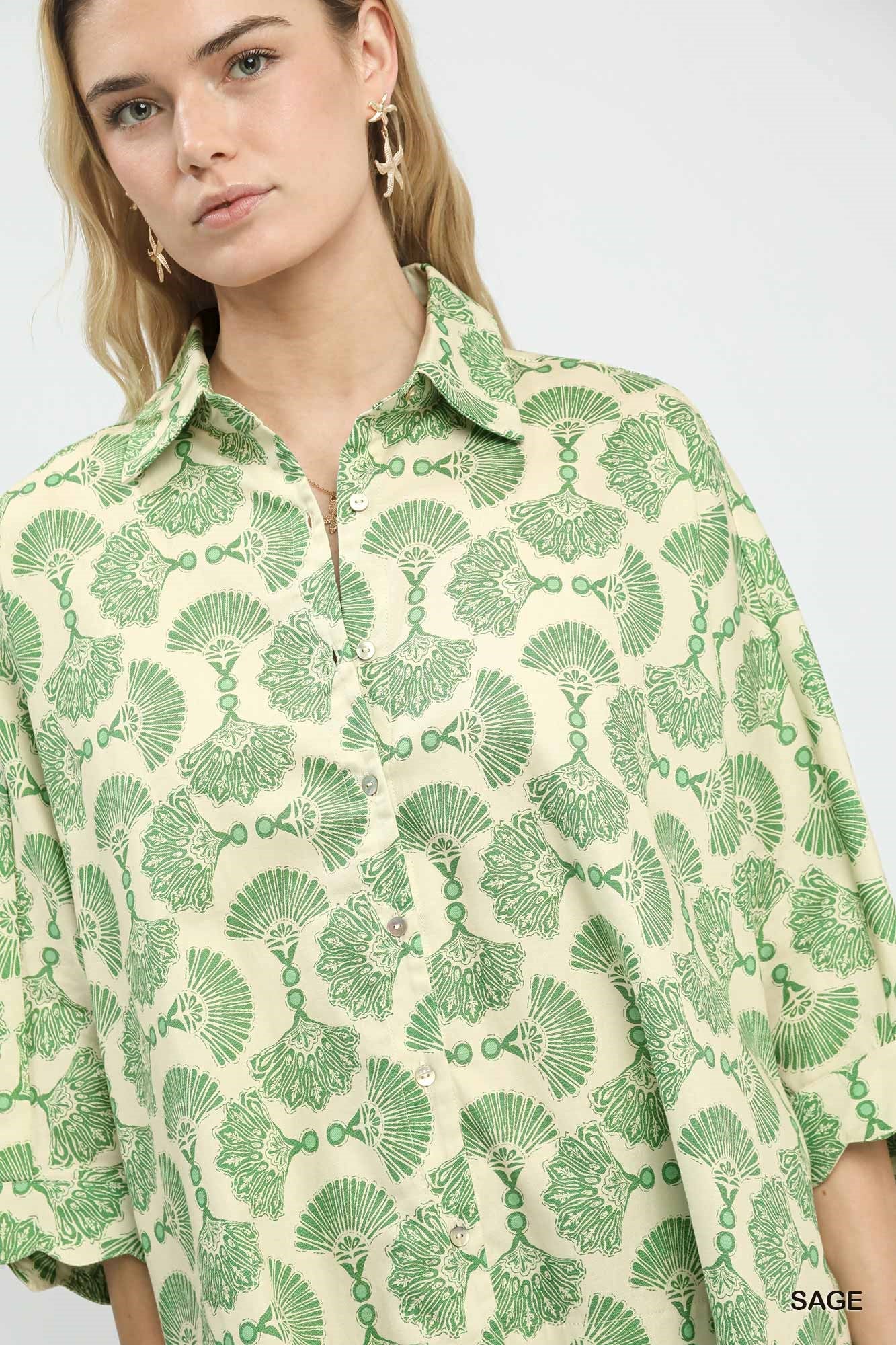 UMGEE Printed Button Down Shirt **DEBUT SALE** on Simply Obsessed