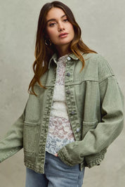 SO ME Vintage Washed Button Twill Shacket on Simply Obsessed