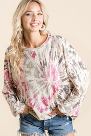 BIBI Tie Dye Print Terry Pull Over on Simply Obsessed