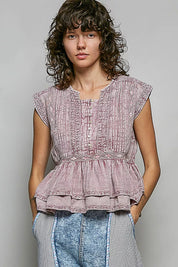 POL Eyelet Embroidery Pintuck Sleeveless Cotton Blouse on Simply Obsessed