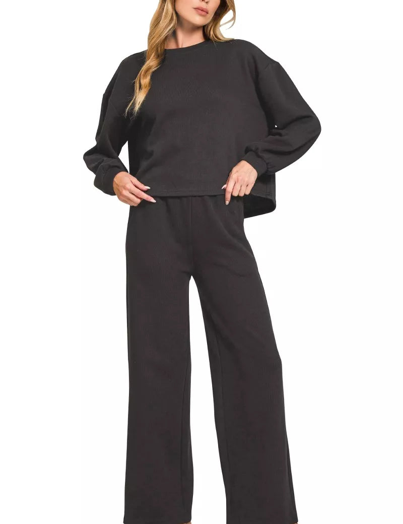 Zenana French Rib Pullover and Pants Set on Simply Obsessed