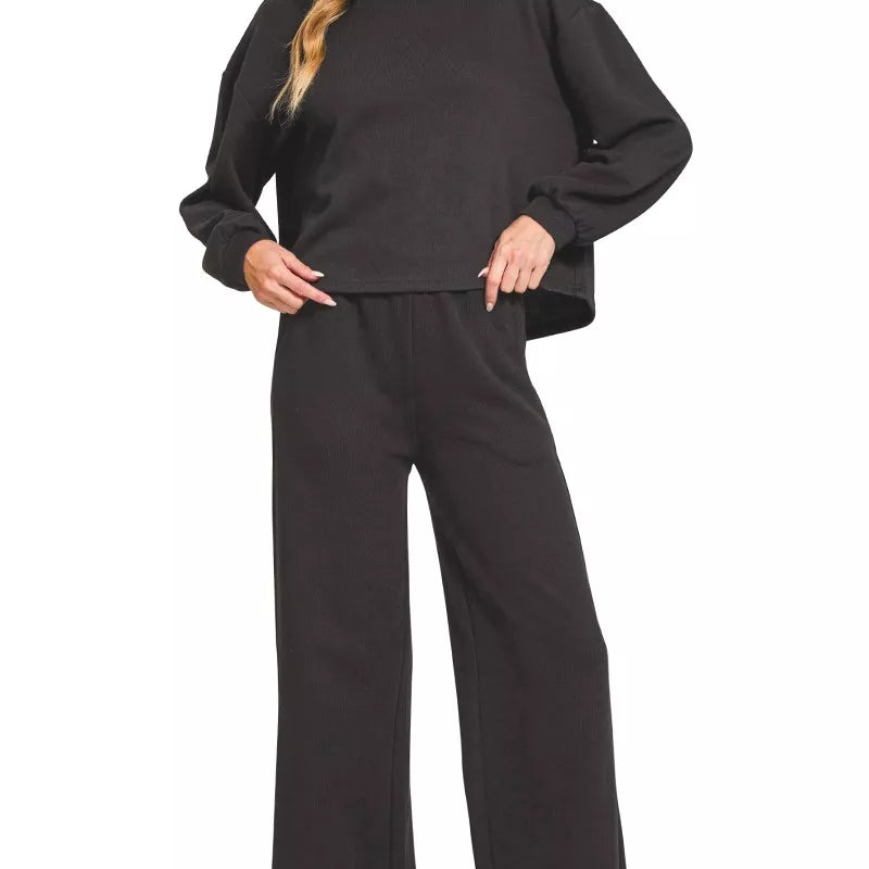 Zenana French Rib Pullover and Pants Set on Simply Obsessed