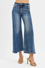 RISEN High Rise Crop Wide Leg Jeans with Step Hem on Simply Obsessed