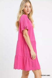 UMGEE Linen Tiered Babydoll Dress with Ruffle Sleeves on Simply Obsessed
