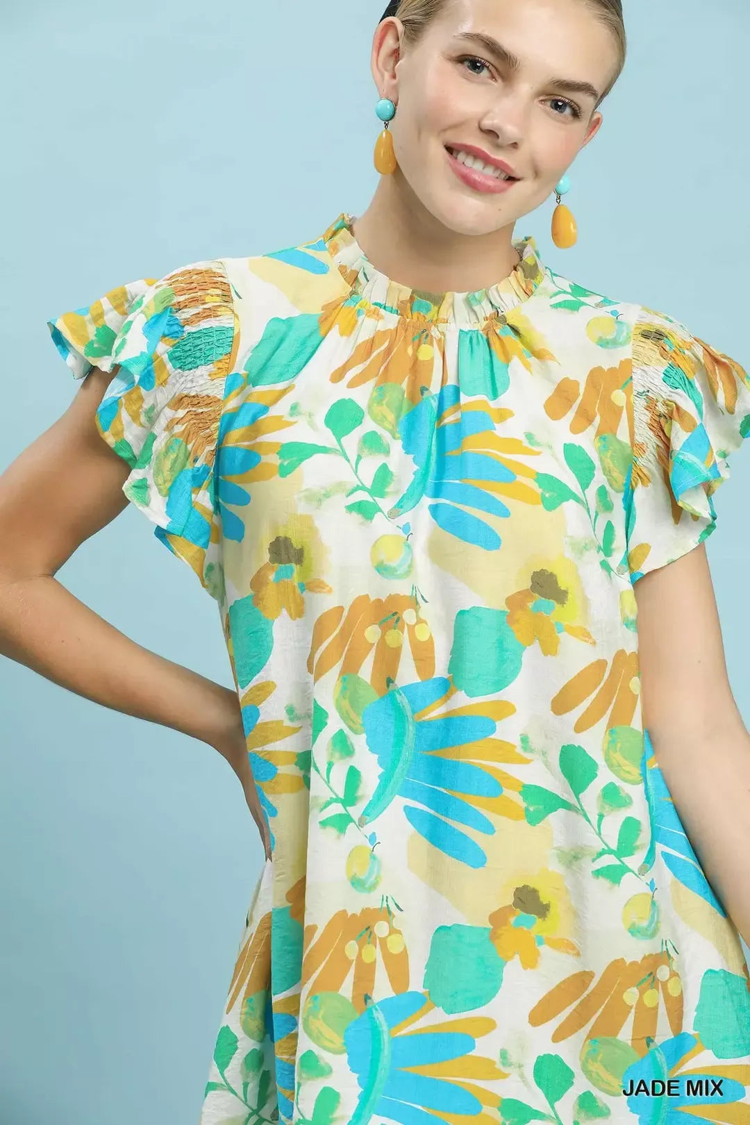 UMGEE Ruffled Botanical Print Mini Dress **DEBUT SALE** on Simply Obsessed
