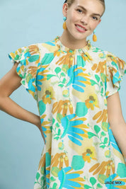 UMGEE Ruffled Botanical Print Mini Dress **DEBUT SALE** on Simply Obsessed