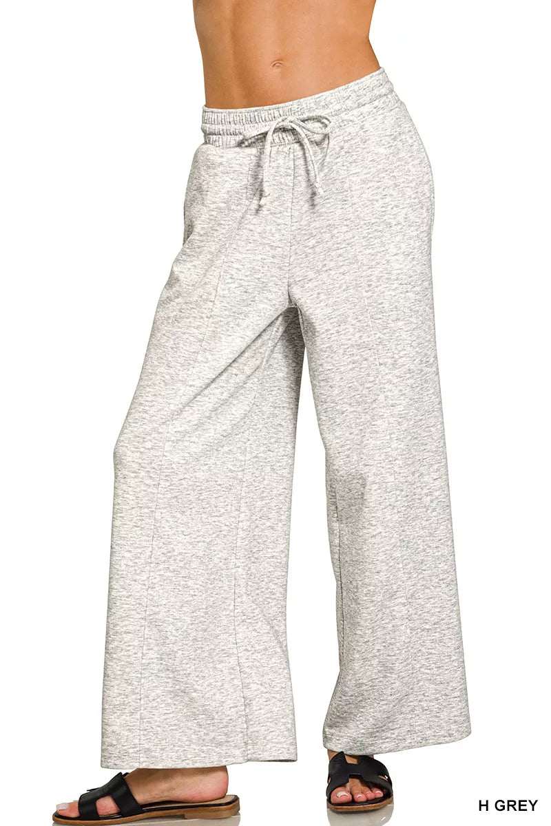 ZENANA Scuba Drawstring Wide Leg Pants on Simply Obsessed