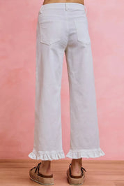 SO ME Ruffled Bottom Detail Mid Rise Jeans on Simply Obsessed