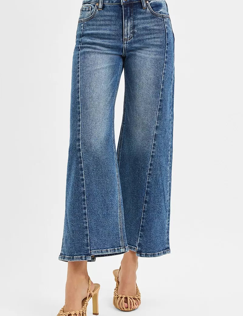 RISEN High Rise Crop Wide Leg Jeans with Step Hem on Simply Obsessed