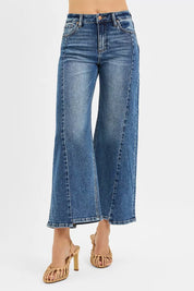 RISEN High Rise Crop Wide Leg Jeans with Step Hem on Simply Obsessed