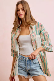 BIBI Eyelet Lace And Floral Mix And Match Shirt Top on Simply Obsessed
