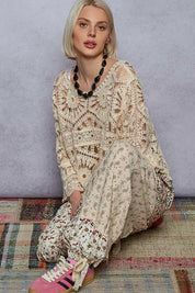 POL Round Neck Weave Knit Pattern Cropped Cover Up on Simply Obsessed