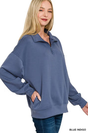 ZENANA Scuba Quarter-Zip Sweatshirt on Simply Obsessed