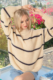ZENANA Oversize Striped Sweater on Simply Obsessed