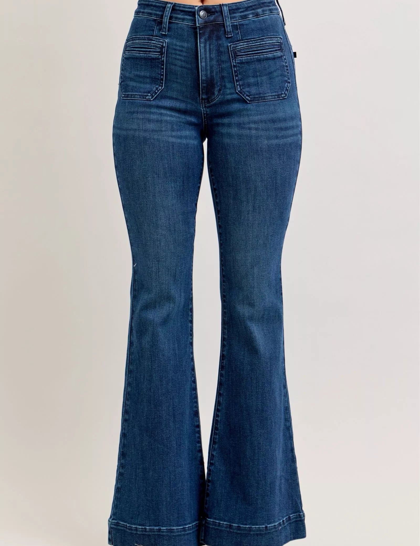 Judy Blue High-Waisted Flare Jeans with Front Pockets on Simply Obsessed