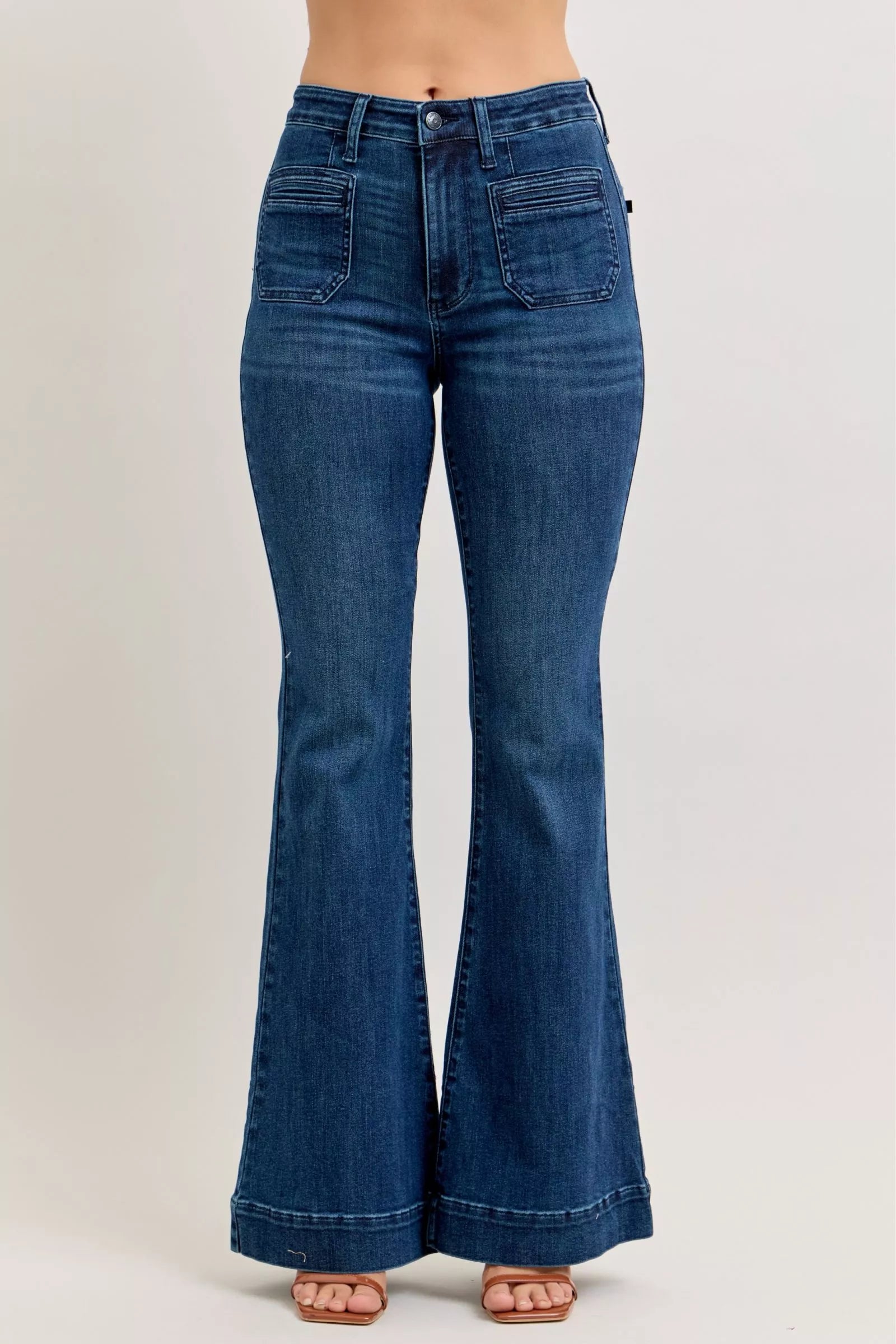 Judy Blue High-Waisted Flare Jeans with Front Pockets on Simply Obsessed