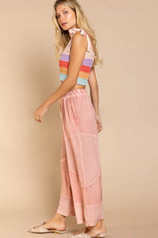POL Elastic Waistband Wide Leg Pants with Drawstring on Simply Obsessed