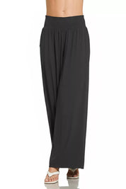 ZENANA Smocked Waistband Wide Leg Lounge Pants on Simply Obsessed