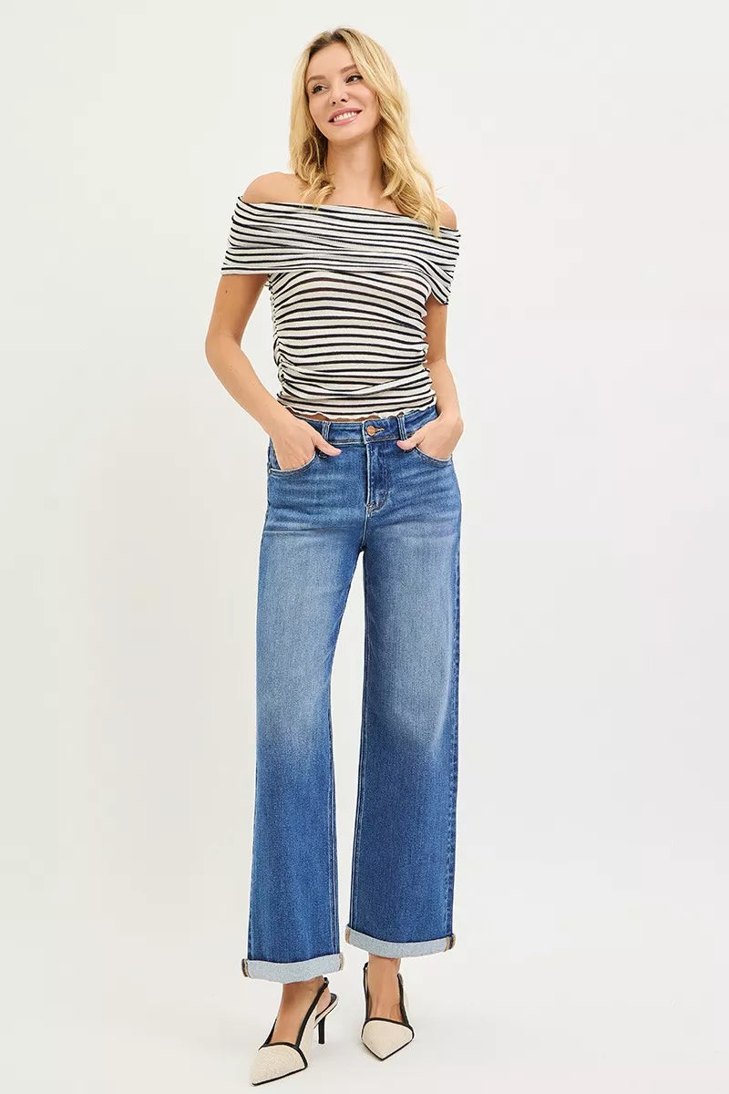 RISEN Full Size High Rise Relaxed Fit Ankle Straight Cuff Jeans Plus Size on Simply Obsessed