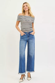 RISEN Full Size High Rise Relaxed Fit Ankle Straight Cuff Jeans Plus Size on Simply Obsessed