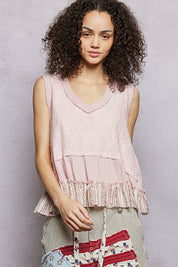 POL Floral Print V-Neck Textured Tank on Simply Obsessed