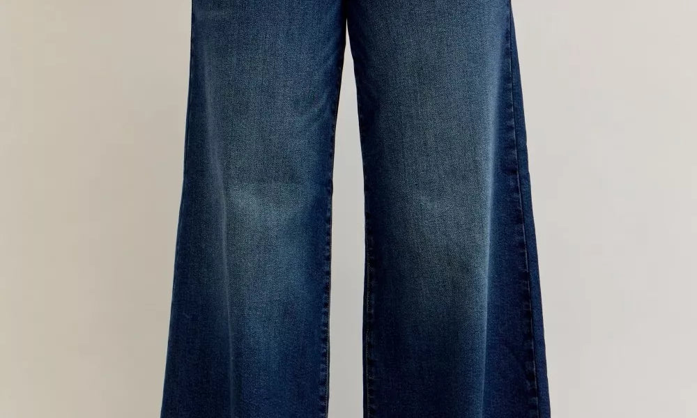 JUDY BLUE High Waist Palazzo Jeans with Front Patch Pockets on Simply Obsessed