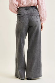 JUDY BLUE Mid Rise Palazzo Split Back Yoke on Simply Obsessed