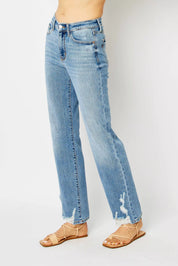Judy Blue Full Size High Waist Straight Jeans with Heavy Destroy Plus Size on Simply Obsessed