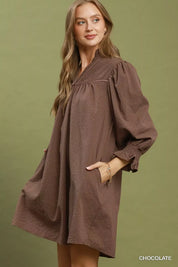 UMGEE Textured Puff Sleeve Mini Dress **DOORBUSTER** on Simply Obsessed