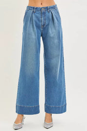 RISEN Slouchy Wide Leg Jeans With Pleats on Simply Obsessed