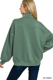 Zenana Scuba Quarter-Zip Sweatshirt on Simply Obsessed