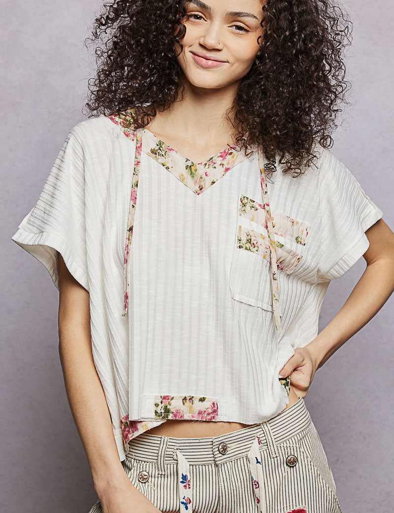 POL Short Sleeve Hooded Top with Back-Open Detail on Simply Obsessed