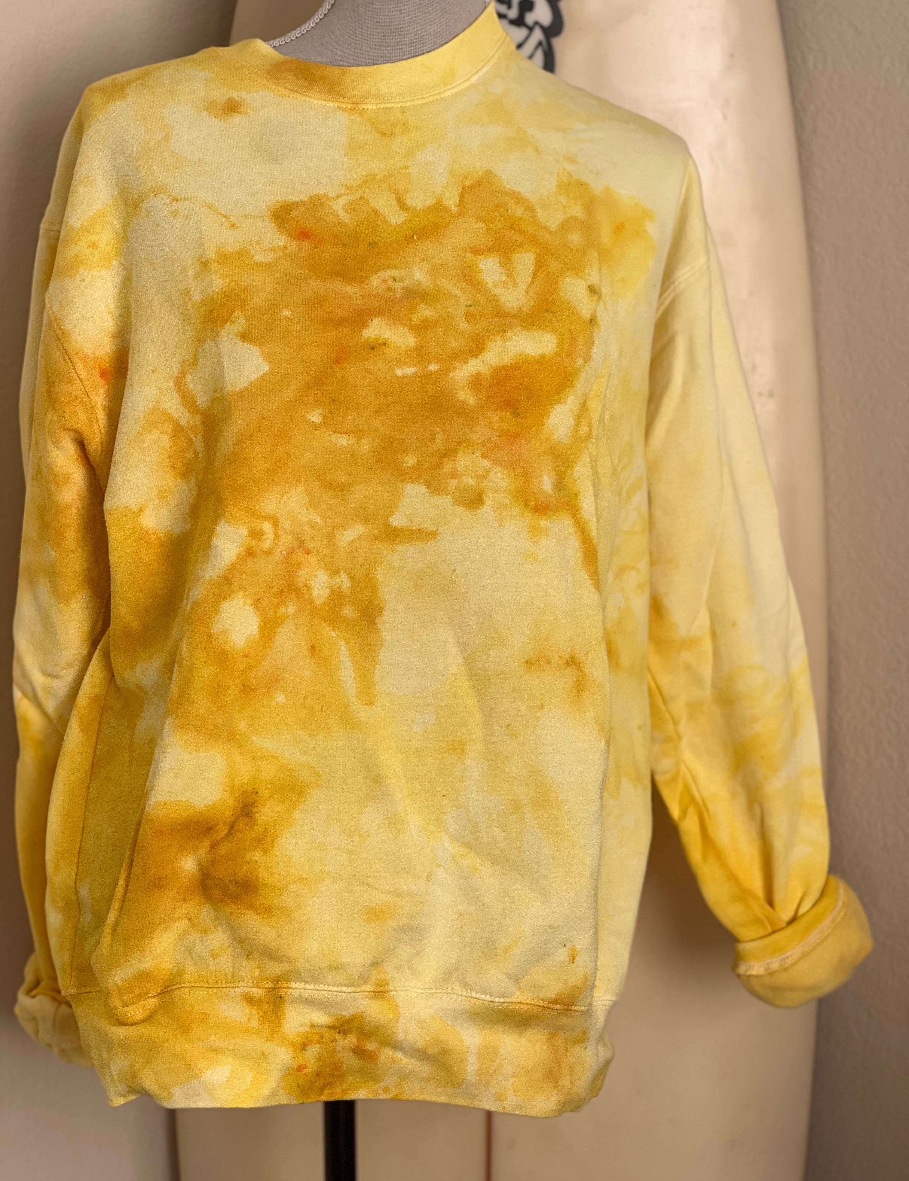 MALIBU HIPPIE Yellow Ice Dye Sweatshirt on Simply Obsessed