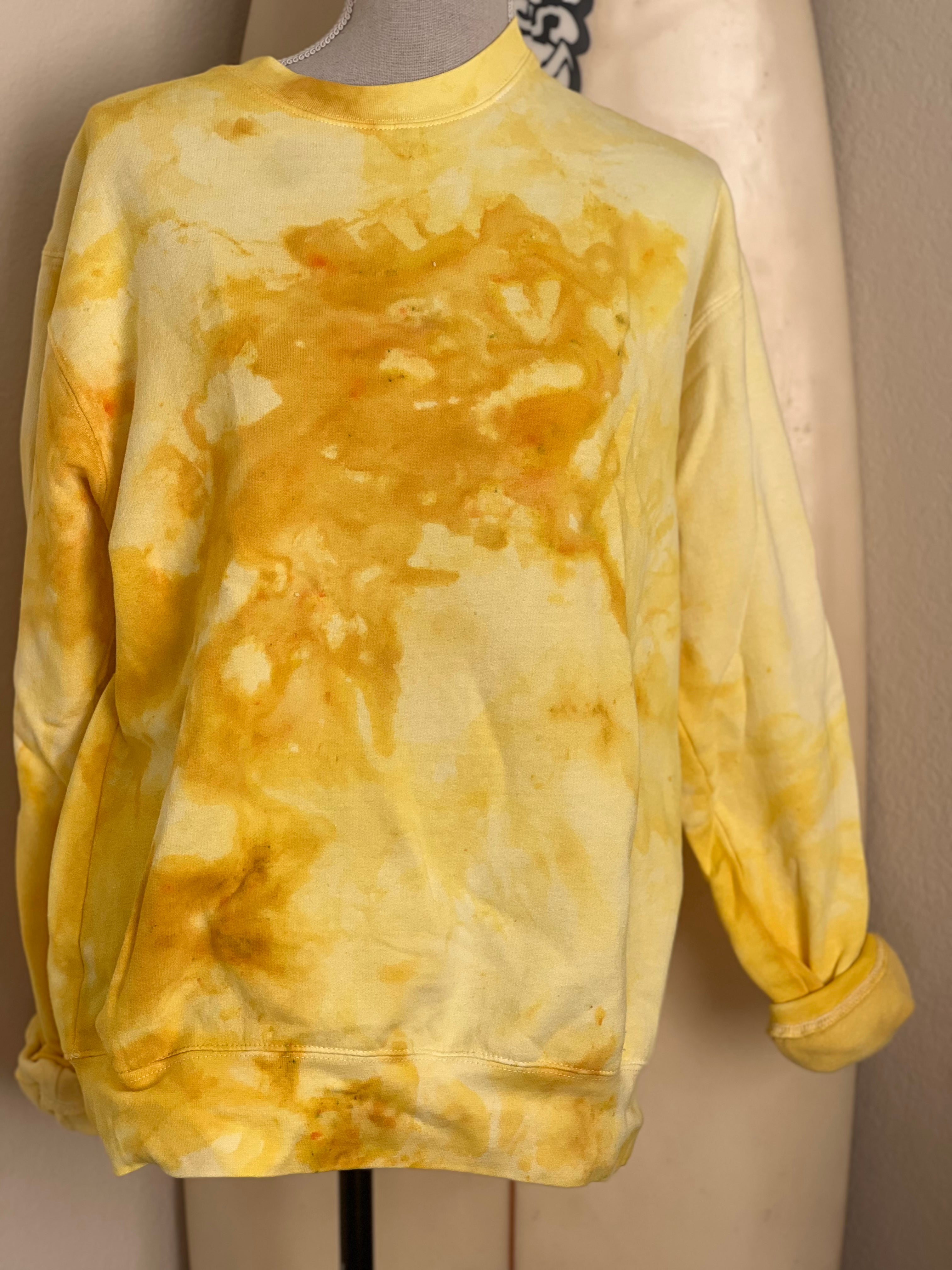 MALIBU HIPPIE Yellow Ice Dye Sweatshirt on Simply Obsessed