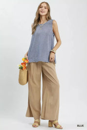 UMGEE Stripe Fringe Trim Sleeveless Top on Simply Obsessed