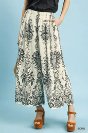 UMGEE Border Print Wide Leg Pants on Simply Obsessed