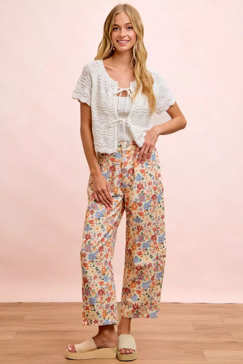 BIBI Washed Floral Printed Twill Barrel Pants **FALL DEBUT SALE** on Simply Obsessed