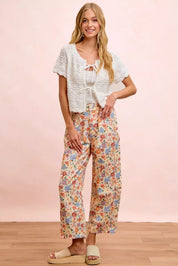 BIBI Washed Floral Printed Twill Barrel Pants **FALL DEBUT SALE** on Simply Obsessed
