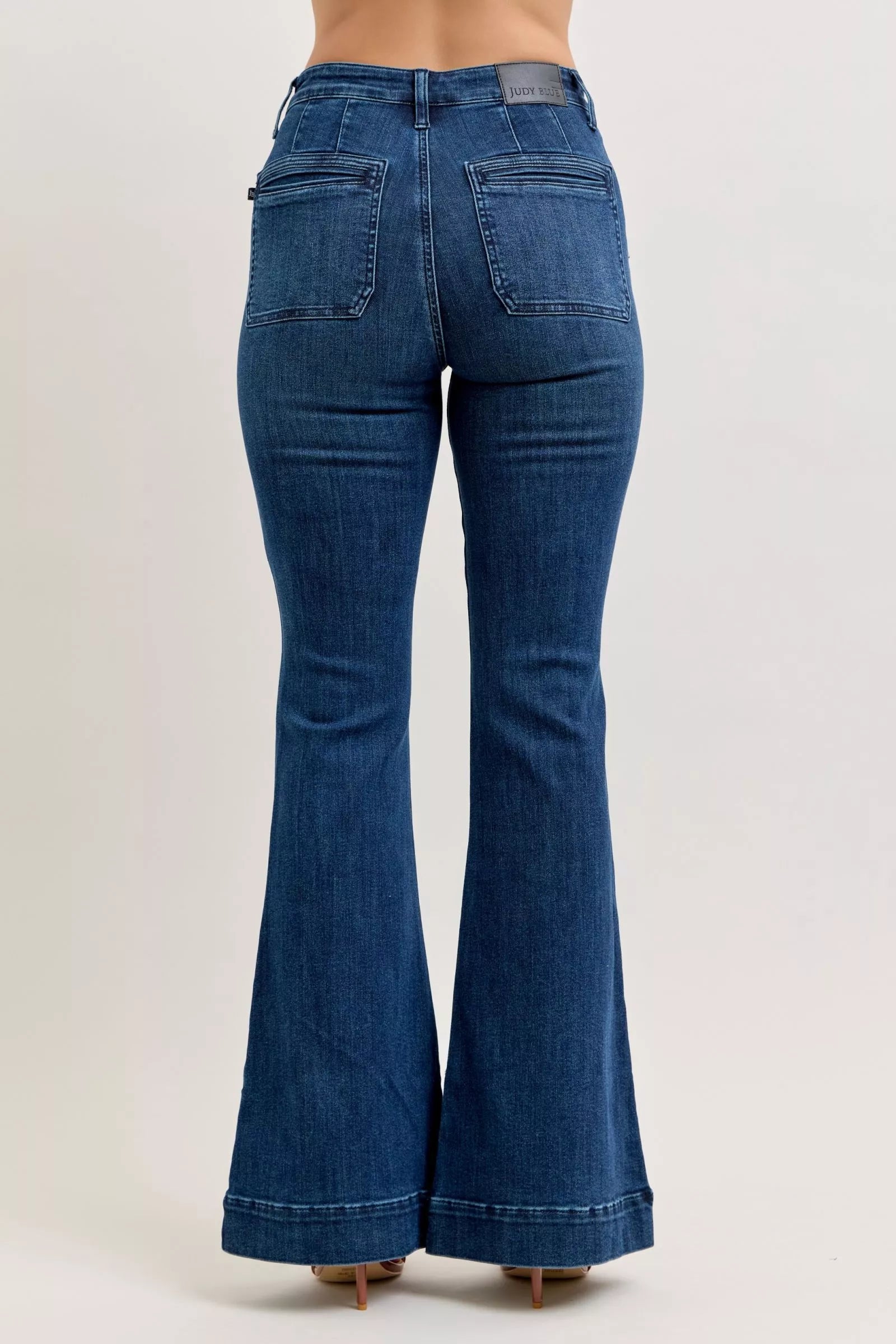 Judy Blue High-Waisted Flare Jeans with Front Pockets on Simply Obsessed