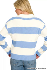 ZENANA Striped Collared Sweater on Simply Obsessed
