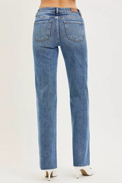 RISEN Tummy Control 4 Way Stretch Mid Rise Straight Jeans on Simply Obsessed